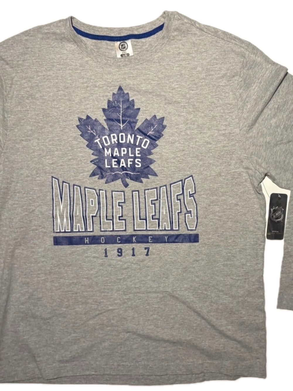 NWT Toronto Maple Leafs NHL Long Sleeve Grey Graphic T-Shirt Men's Size L